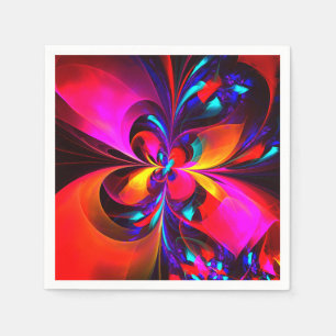 Serviette En Papier Art abstrait floral moderne motif rouge bleu #07