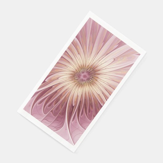 Serviette En Papier Art Abstrait Fractal Fleur & Tons de Bourgogne (Coin)