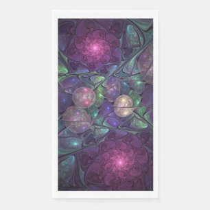 Serviette En Papier Art abstrait fractal moderne coloré et scintillant