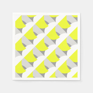 Serviette En Papier Art Abstrait gris jaune blanc