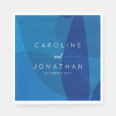 Serviette En Papier Art Abstrait moderne en bleu Mariage personnalisé  (Devant)