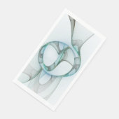 Serviette En Papier Art Abstrait moderne Fractal Bleu Turquoise Gris (Coin)