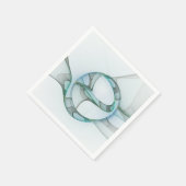 Serviette En Papier Art Abstrait moderne Fractal Bleu Turquoise Gris (Coin)