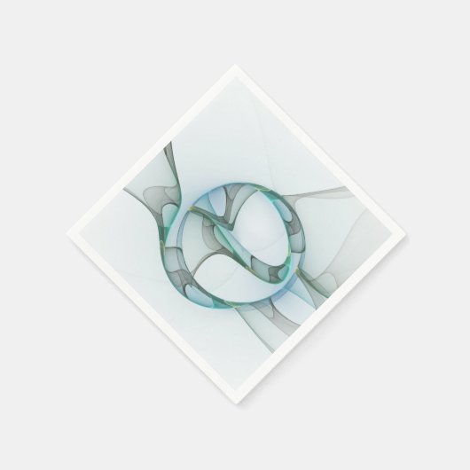 Serviette En Papier Art Abstrait moderne Fractal Bleu Turquoise Gris (Coin)