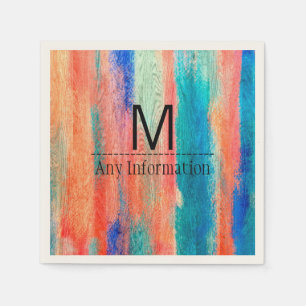 Serviette En Papier Art abstrait moderne grain de bois coloré vintage