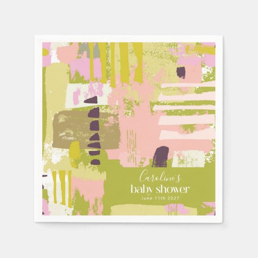 Serviette En Papier Art Abstrait moderne Lime Green Cute Baby shower (Devant)