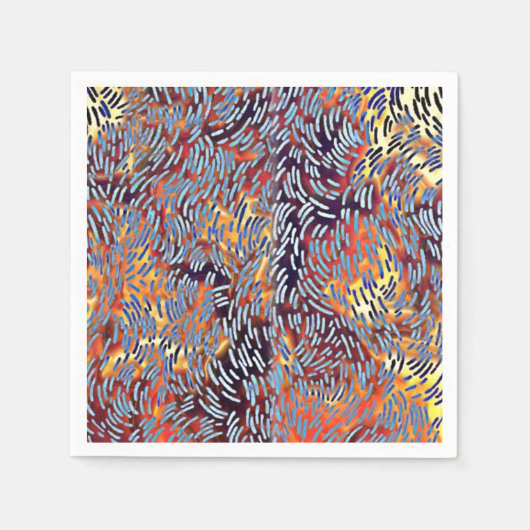 Serviette En Papier Art Abstrait moderne rouge jaune noir (Devant)