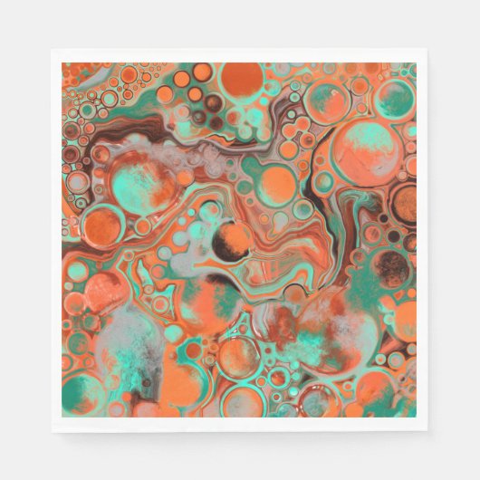 Serviette En Papier Art Abstrait orange et Brown (Devant)