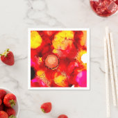 Serviette En Papier Art Abstrait rose jaune rouge et rose (En situation)