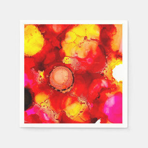 Serviette En Papier Art Abstrait rose jaune rouge et rose