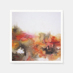 Serviette En Papier Art Abstrait rouge Brown orange blanc