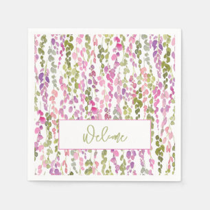 Serviette En Papier Art aquarelle de vigne florale BIENVENUE Beau Sud
