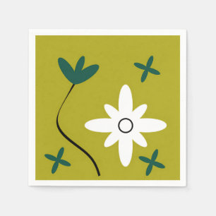 Serviette En Papier Art botanique abstrait de fleur de marguerite mini