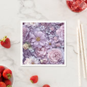 Serviette En Papier Art Botanique Pastel Rose et Violet Dense (En situation)