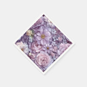 Serviette En Papier Art Botanique Pastel Rose et Violet Dense (Coin)