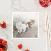 Serviette En Papier Art Chat chinois Deux chatons (En situation)