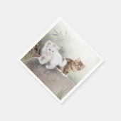 Serviette En Papier Art Chat chinois Deux chatons (Coin)