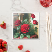 Serviette En Papier Art classique élégant Roses rouges (En situation)