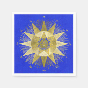 Serviette En Papier Art d'astrologie de la gerbe solaire dorée mystiqu