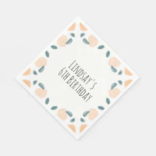 Serviette En Papier Art de bordure d'anniversaire de fruit de pêche à 