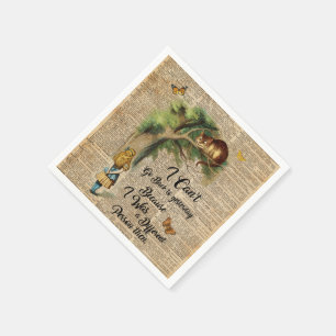Serviette En Papier Art de dictionnaire de citation d'Alice et de chat
