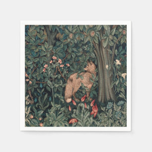 Serviette En Papier Art de faune de renard de verdure de William Morri