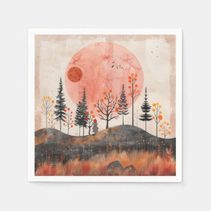Serviette En Papier Art de forêt folklorique automnale en cuivre et lu