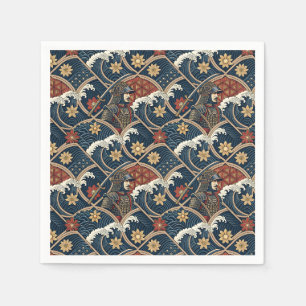 Serviette En Papier Art de motif japonais de guerrier samouraï et de v