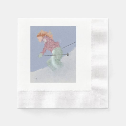 Serviette En Papier Art de Skier Femme (Devant)
