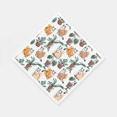 Serviette En Papier Art de trait dessin chats et fleurs (Coin)