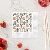 Serviette En Papier Art de trait dessin chats et fleurs (En situation)