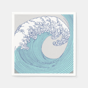 Serviette En Papier Art de vague de surf Ukiyo-e japonais vintage de l