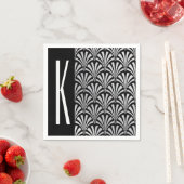 Serviette En Papier Art déco argenté et noir (En situation)
