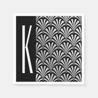 Serviette En Papier Art déco argenté et noir