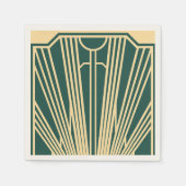Serviette En Papier Art Deco Art Nouveau Striped Gold Tone Green (Devant)