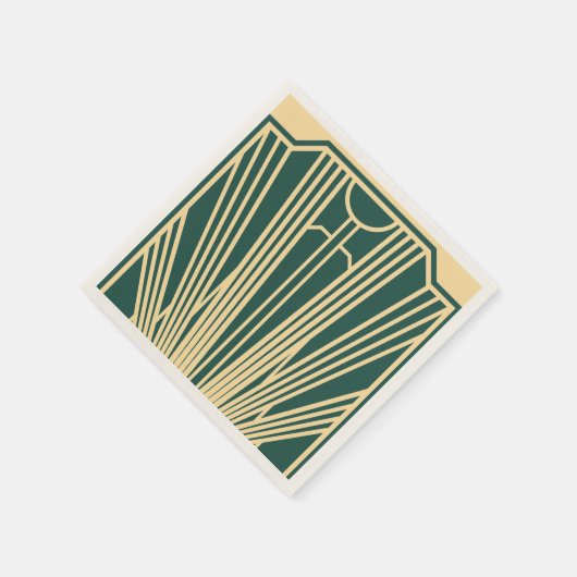 Serviette En Papier Art Deco Art Nouveau Striped Gold Tone Green (Coin)