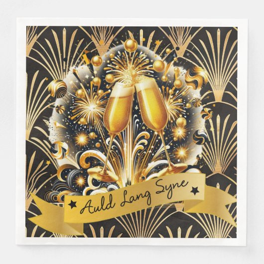Serviette En Papier Art Deco Auld Lang Syne (Devant)