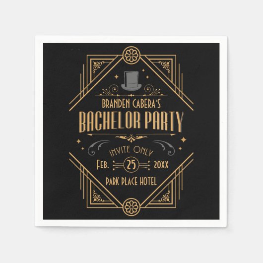 Serviette En Papier Art Déco Bachelor Party Favoriser (Devant)
