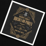 Serviette En Papier Art Déco Bachelor Party Favoriser<br><div class="desc">Célébrez avec vos gars dans le style avec ces serviettes de bain de style Art déco noir et or personnalisées. Les éléments dorés donnent une ambiance des années 1920, parfait pour une soirée de poker ou de fête parlent un style simple! ・ Vous cherchez quelque chose d'un peu différent? Envoyez-nous...</div>
