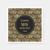 Serviette En Papier Art Déco Black and Gold 50e anniversaire (Devant)