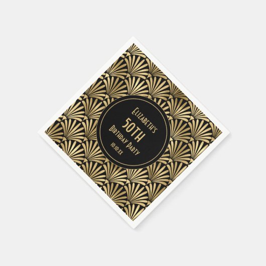 Serviette En Papier Art Déco Black and Gold 50e anniversaire (Coin)