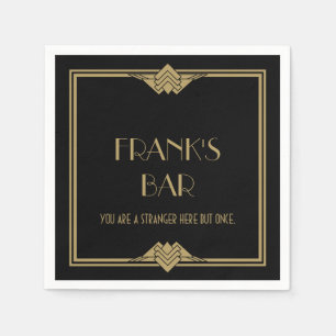 Serviette En Papier Art Déco Black Gold Nom de la barre