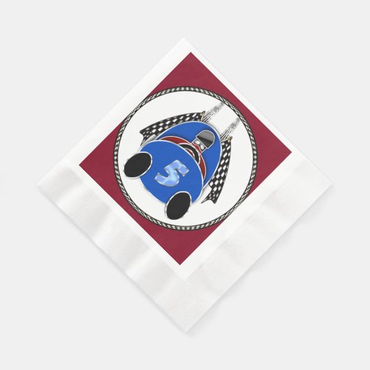 Serviette En Papier Art Déco Comic Style Blue Race Car (Coin)