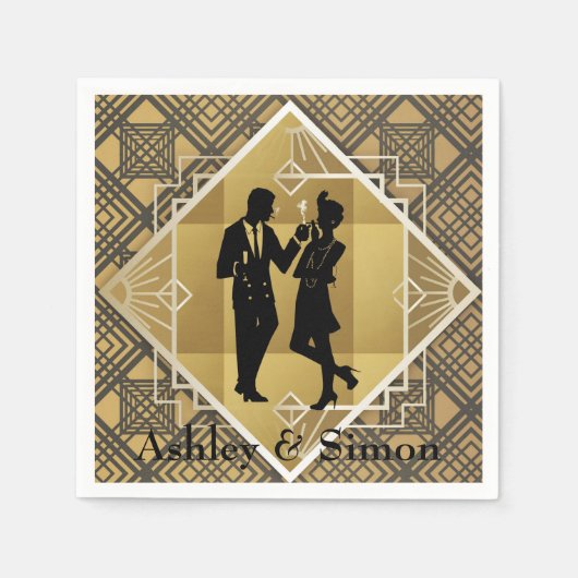 Serviette En Papier Art Déco des années 1920. Flapper. (Devant)