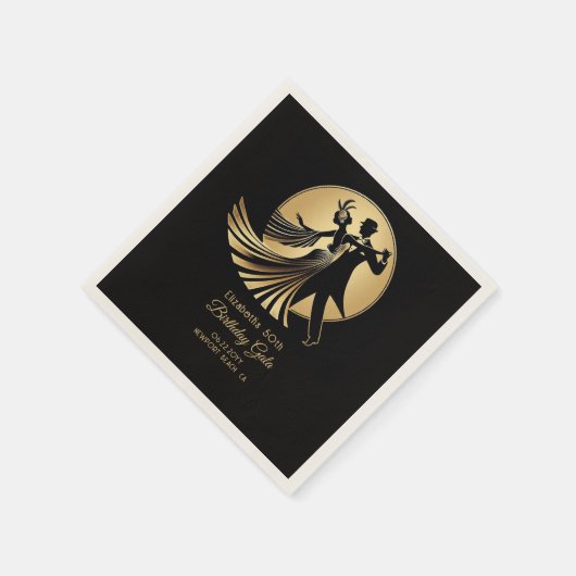 Serviette En Papier Art Deco Gatsby Roaring 20s Prohibition Deco Name (Coin)