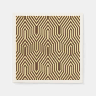 Serviette En Papier Art déco géométrique - brun foncé et bronzé