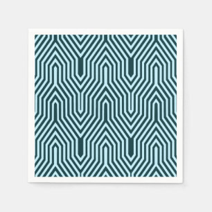 Serviette En Papier Art Déco Géométrique - indigo et bleu glace
