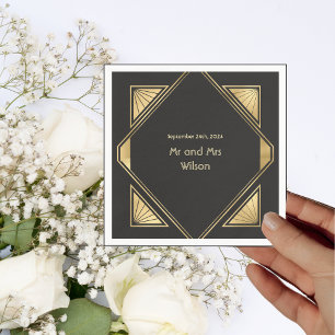 Serviette En Papier Art Déco Glam Vintage Dîner De Mariage Cocktail