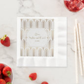 Serviette En Papier Art Déco Great Gatsby White Gold Mariage (En situation)