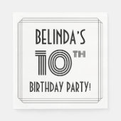 Serviette En Papier Art Déco Inspiré 10ème Anniversaire Fête, Nom pers (Devant)